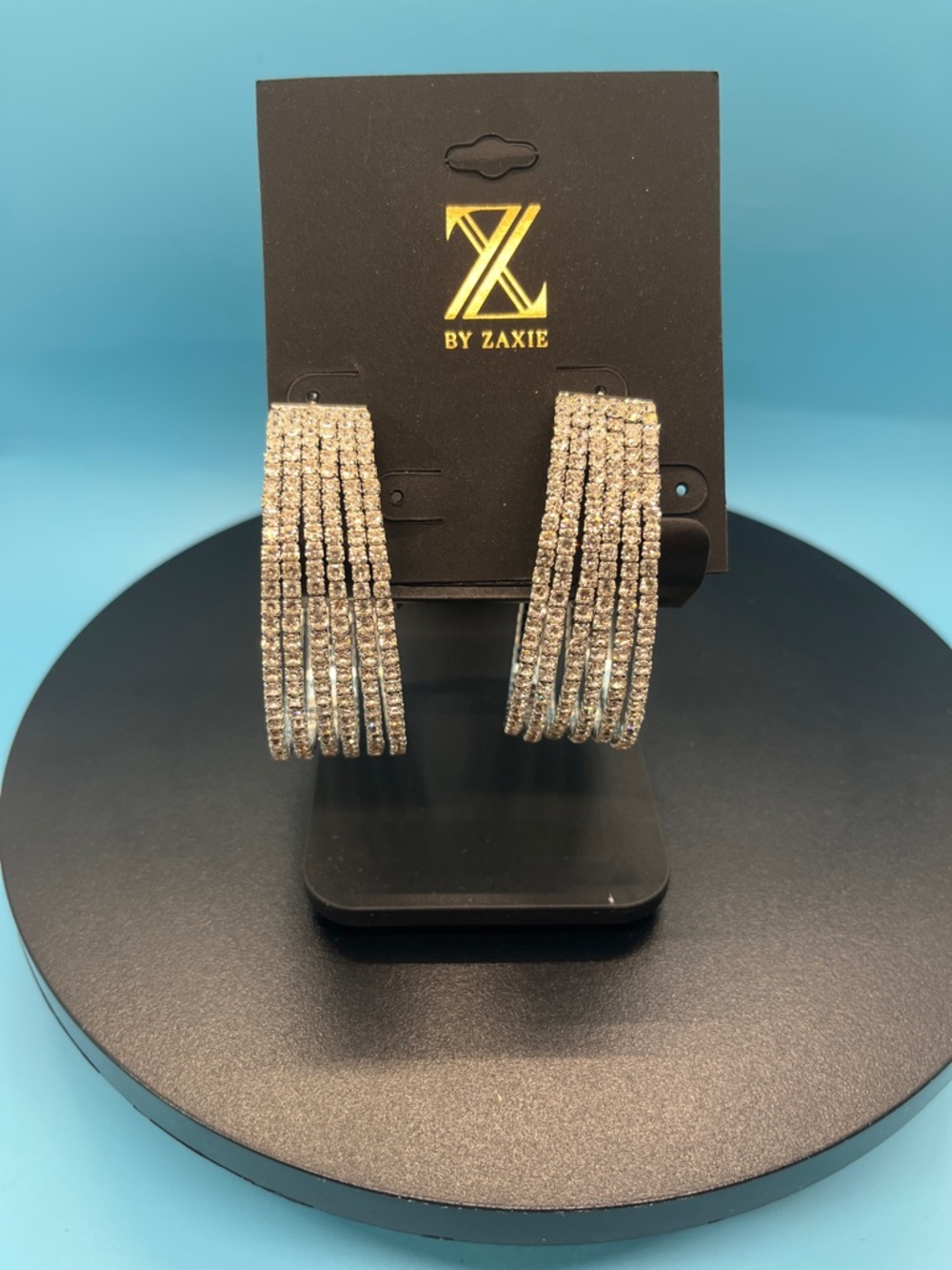 Silver Crystal Multi-Row Dangle Earrings